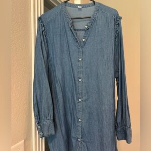 Old Navy Split Neck Jean Shirt